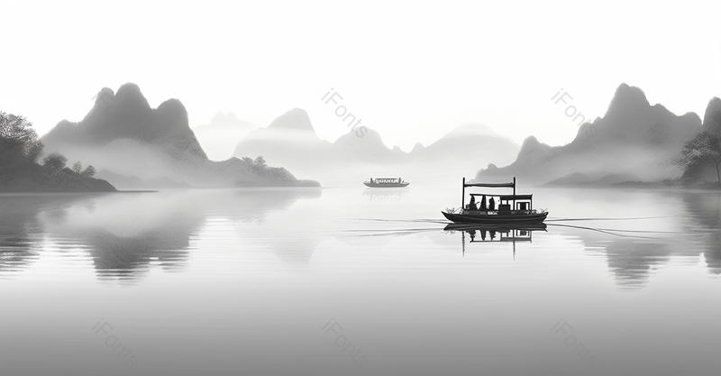 山水水墨风水乡风景背景图,插画/手绘图,插画/手绘图库,插画/手绘图下载,插画/手绘